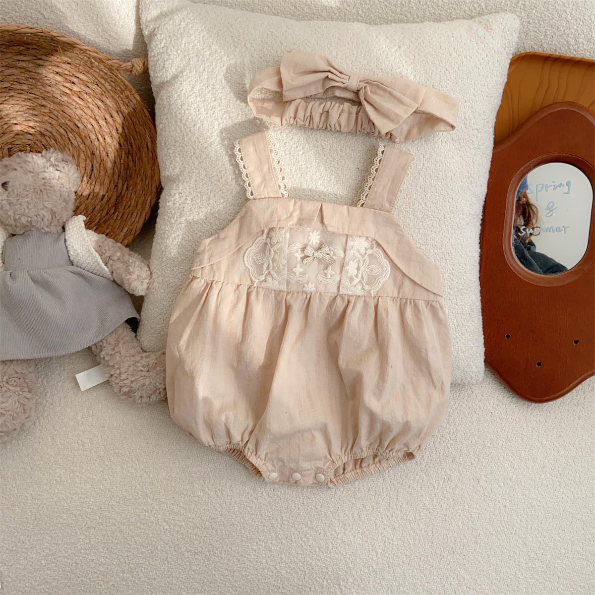 Ropa de bebé para niñas 2025 verano nuevo estilo honda princesa bolso pedo estilo fino de bebé estilo extranjero fuera mameluco