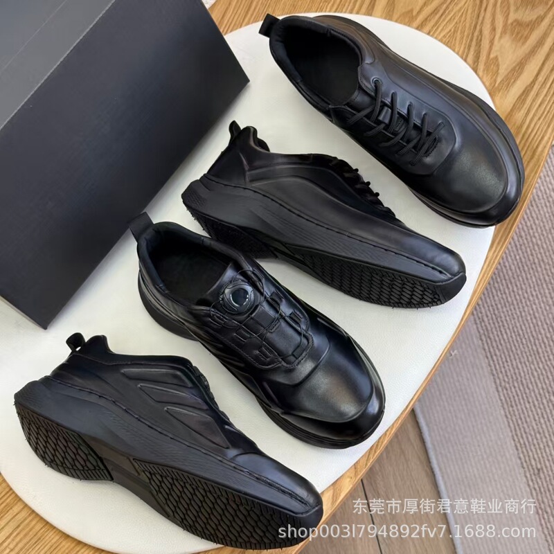 25初秋新款牛皮健步鞋螺旋扣圆头厚底系带休闲鞋舒适百搭运动鞋|undefined