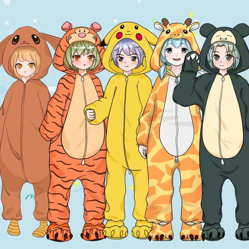 Animal Cartoon One-Piece Pajamas Giraffe Tigger Shiba Inu Adult Home Clothes Panda Dinosaur Foreign Trade Direct Supply for Women