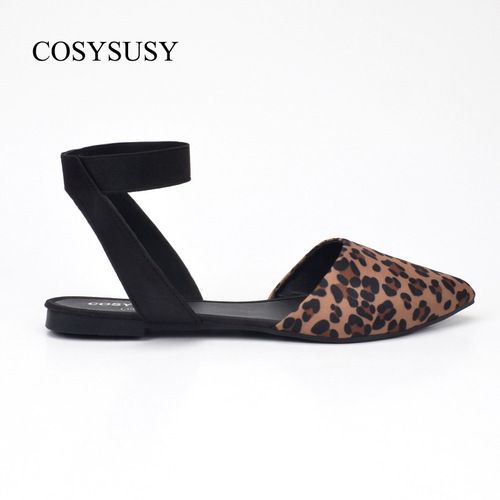 Summer leopard-print flat sandals, new European and American-style mom shoes, low-heeled closed-toe single-layer shoes for women, foreign trade sandals.