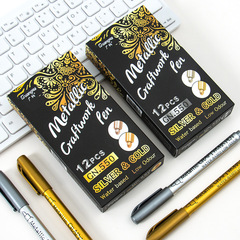 廣納550硬頭油漆筆金色銀色金屬記號玻璃筆簽到賀卡筆可加墨水