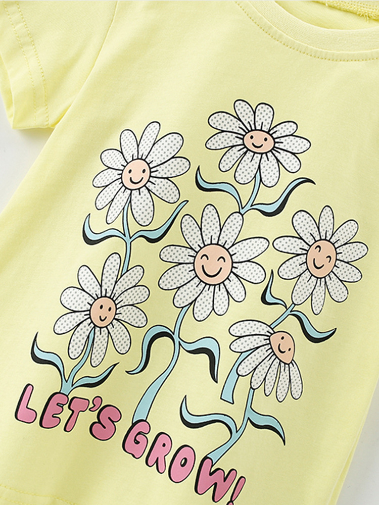 Malwee niñas camiseta de cuello redondo ropa de verano nueva camiseta de mangas cortas de estilo extranjero niñas lindas camiseta de ropa de niños camiseta casual