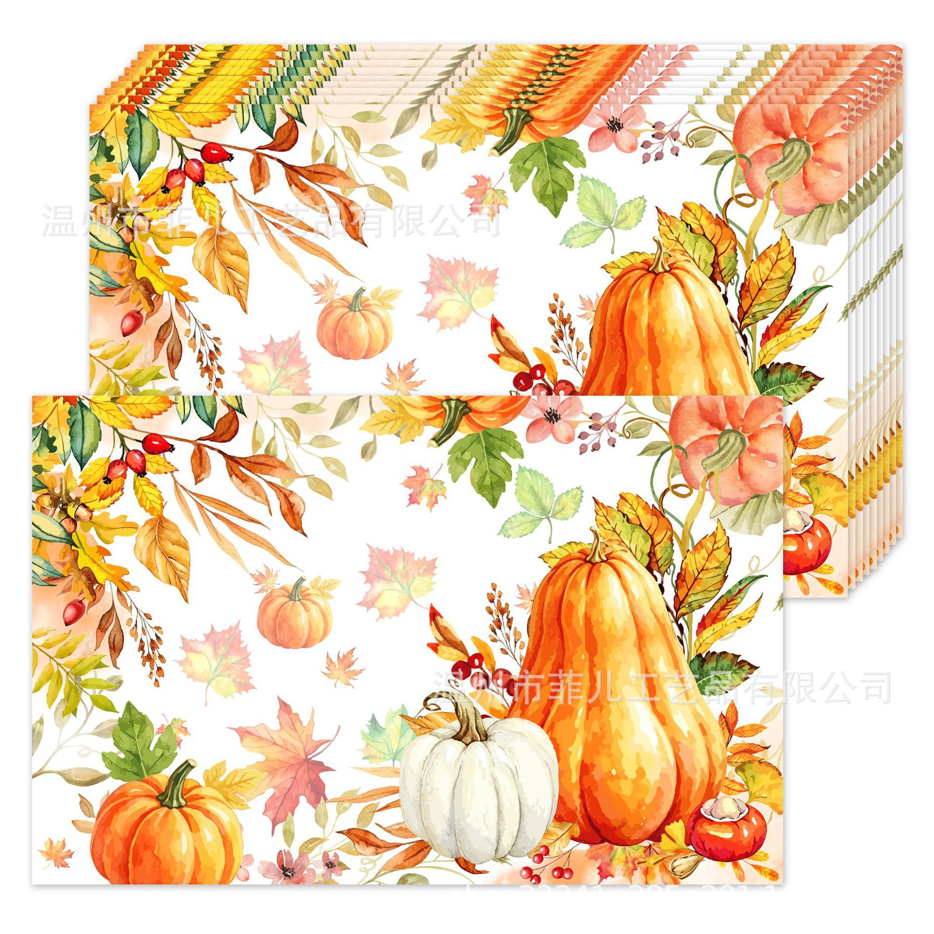 Ca166 Thanksgiving Pumpkin Square Placemats Party Decoration Disposable Placemats for Parties