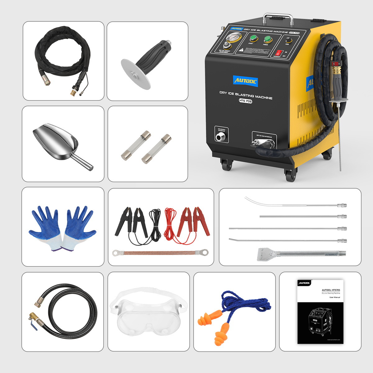 Máquina de Limpieza con Hielo Seco AUTOOL HTS705, Máquina de Limpieza de Depósitos de Carbono en la Cámara de Combustión del Motor del Automóvil