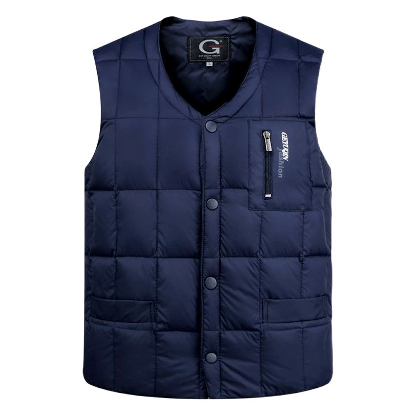 Новый стильный пуховый жилет для мужчин среднего и старшего возраста, утепленный осенне-зимний жилет для пожилых людей, жилет для папы, безрукавка.