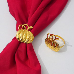 New hotel Halloween golden pumpkin napkin ring napkin ring napkin buckle manufacturers wholesale