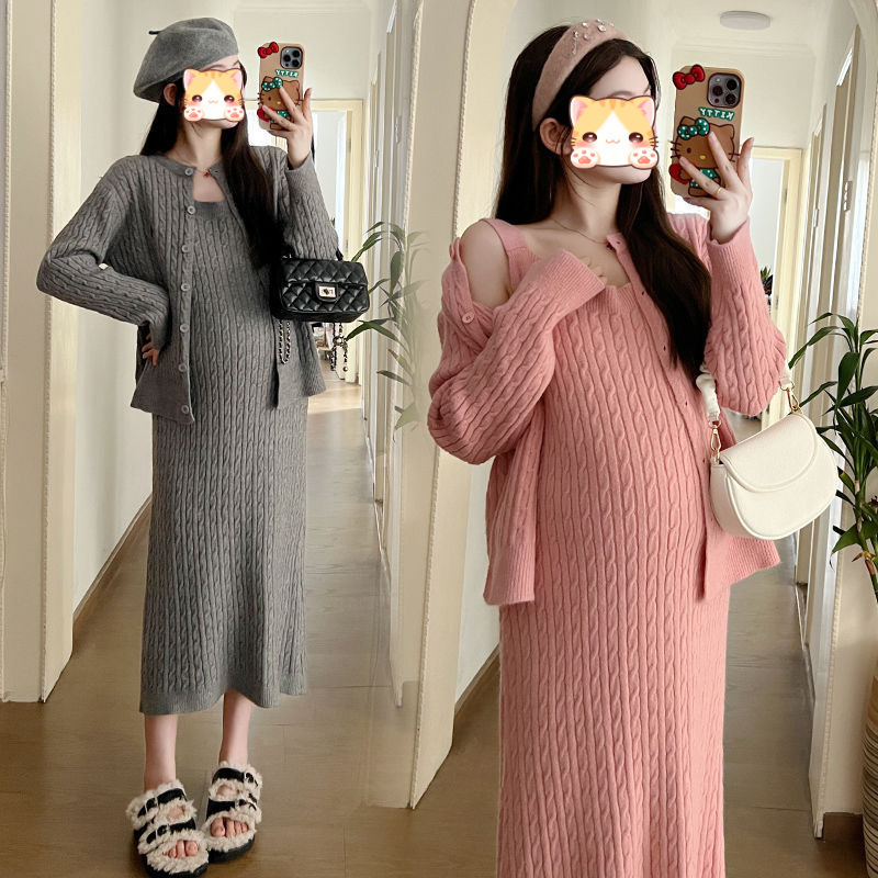 Trendy and Fashionable Maternity Autumn Outfit 2025 New Dress Sweater Two-Piece Fashion Set Plus Size Autumn Winter Dress Trendy and Fashionable Maternity Autumn Outfit 2025 New Dress Sweater Two-Piece Fashion Set Plus Size Autumn Winter Dress