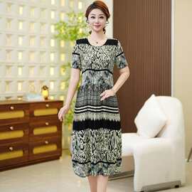 2025新款连衣裙长袖连衣裙时尚新款印花碎花大码遮肚显瘦中长裙子