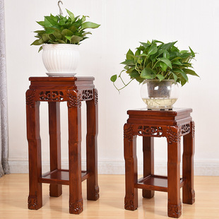 New Indoor Solid Wood Flower Stand Super Load-Bearing Fish Tank Stand Bonsai Table Storage Rack Stone Base Living Room Pothos Flower Pot