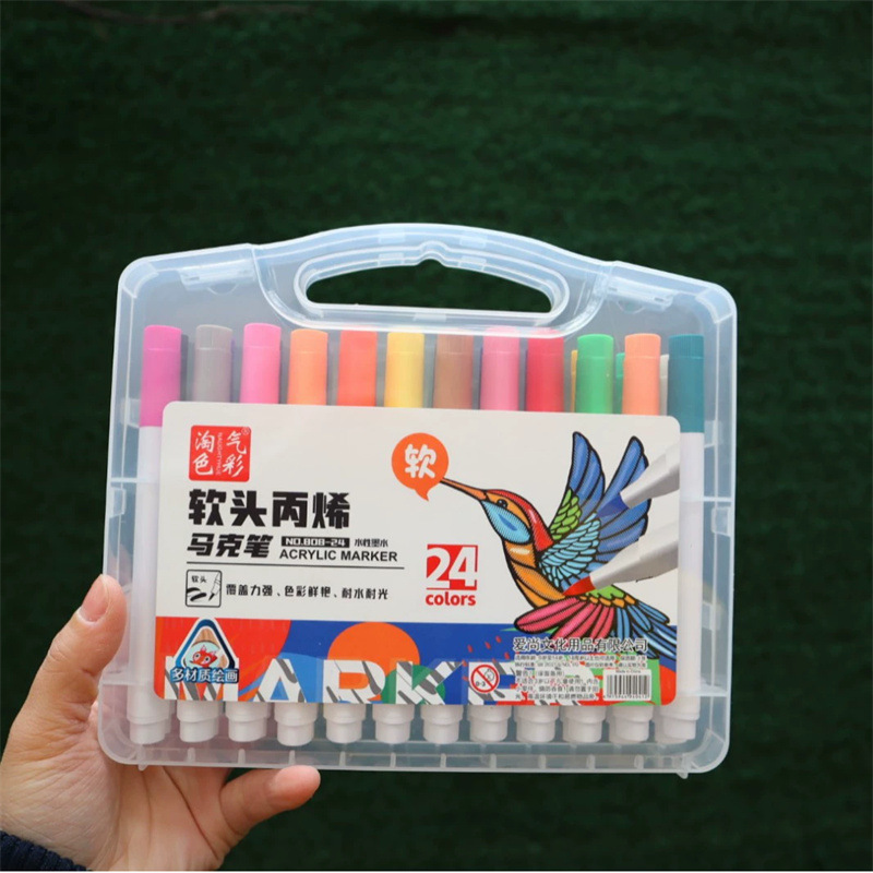 Marcador de acrílico plegable de color para niños graffiti pintura de lápiz de color rápido secado impermeable sin olor conjunto de lápiz de marca