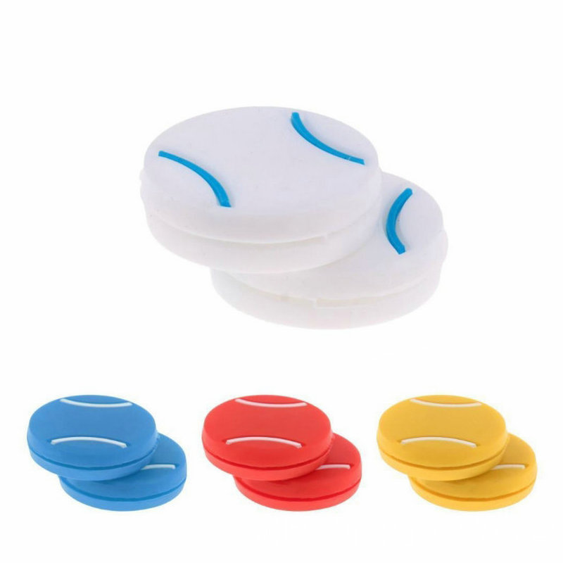 Tennis Cartoon Flat Ball-Shaped Shock Absorber, Silicone Material, Squash Racket and Tennis Racket Shock Absorber Accessories
