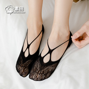 High Heels Socks Women's Boat Socks Summer Thin Cotton Socks Ins Tide Band Invisible Women's Socks Shallow Mouth Low-side Boat Socks Summer