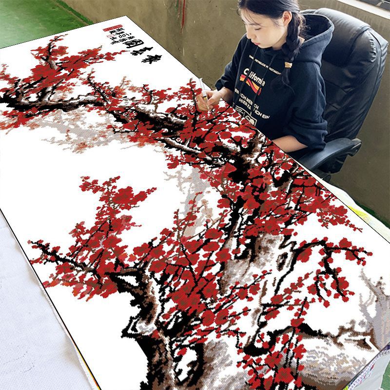 红梅报春图十字绣2025新款线绣刺绣适合客厅手工高端大气现代大幅