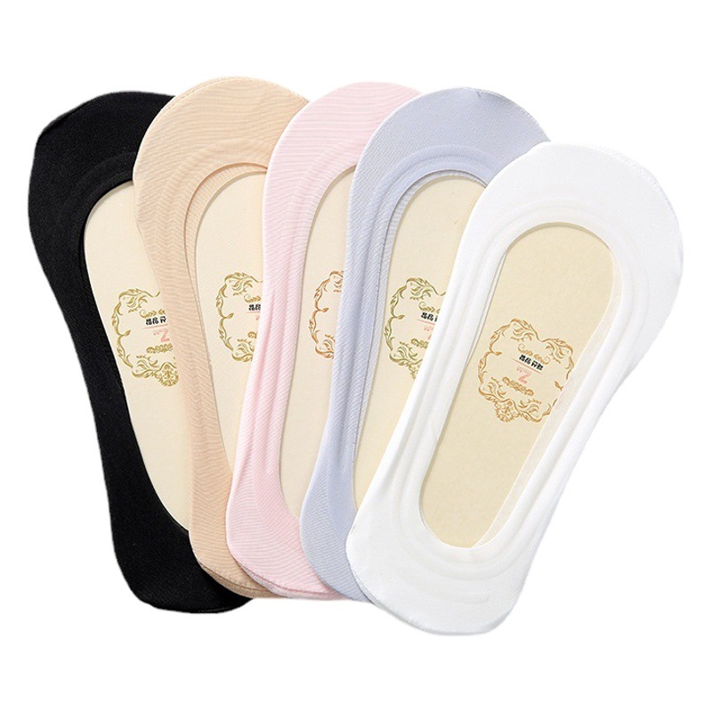Calcetines de barco de seda helada tutu de boca poco profunda para mujer en verano, silicona antideslizante, calcetines invisibles de estilo japonés ultrafinos y transpirables.