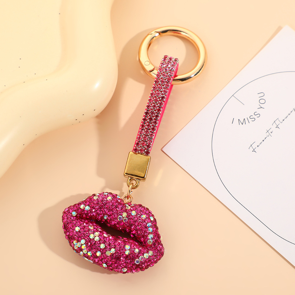 Llavero de lujo vintage, llavero creativo con forma de labio adornado con diamantes, diseño exclusivo de lujo ligero, colgante para llave de coche, dije para bolso de pareja_voghion.com