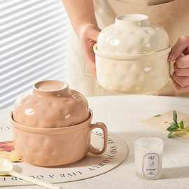 釉下彩陶瓷碗泡面碗带盖勺带手柄防烫高颜值学生宿舍方便面碗