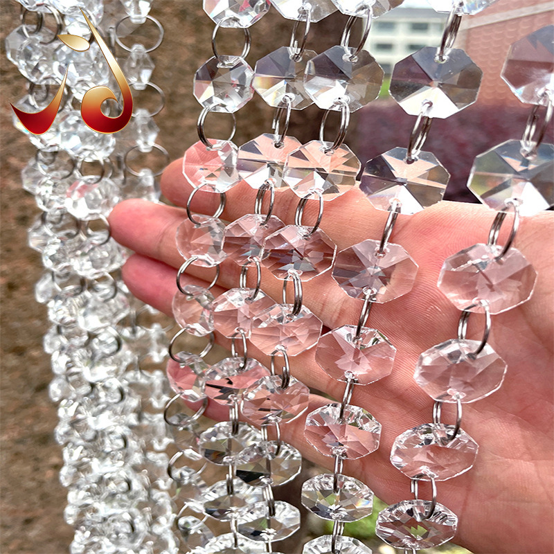 K9 Glass Wedding Crystal Octagonal Bead Curtain Bead Chain Decoration Crystal Lamp Accessories Living Room Hotel Partition Crystal Curtain