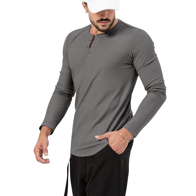 2024 European Men's Spring Autumn Round Neck Long Sleeved T-Shirt Loose Pullover Casual Men's T-Shirt Basic Tees Top_voghion.com