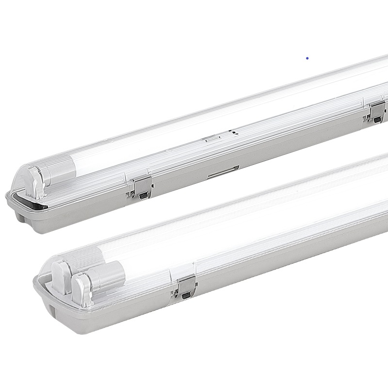 Luz de soporte LED de tres pruebas T8 almacén a prueba de polvo impermeable fábrica a prueba de explosiones tubo simple y doble LED con cubierta tubo de lámpara fluorescente súper brillante