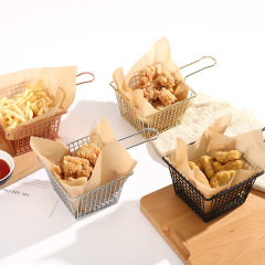アメリカン食器フライドポテトバスケットフライドチキンスナックバスケットクリエイティブステンレススチールフレームホテルレストランミニフライドブルー