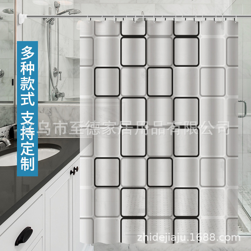 源头直供PEVA浴帘小清新风格10丝挡水不发霉洗澡隔断|undefined