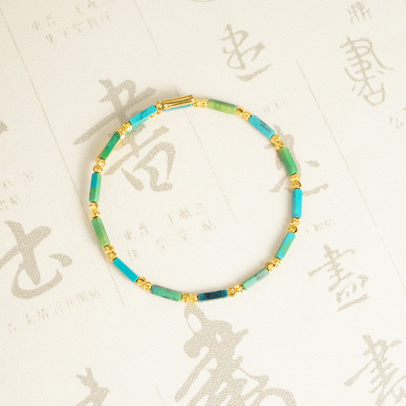Nuevos productos de Vietnam Sha Jin estilo nacional cuentas retro pulsera de pino verde se puede ajustar empujando y tirando de la moda perlas joyerías de lujo ligero