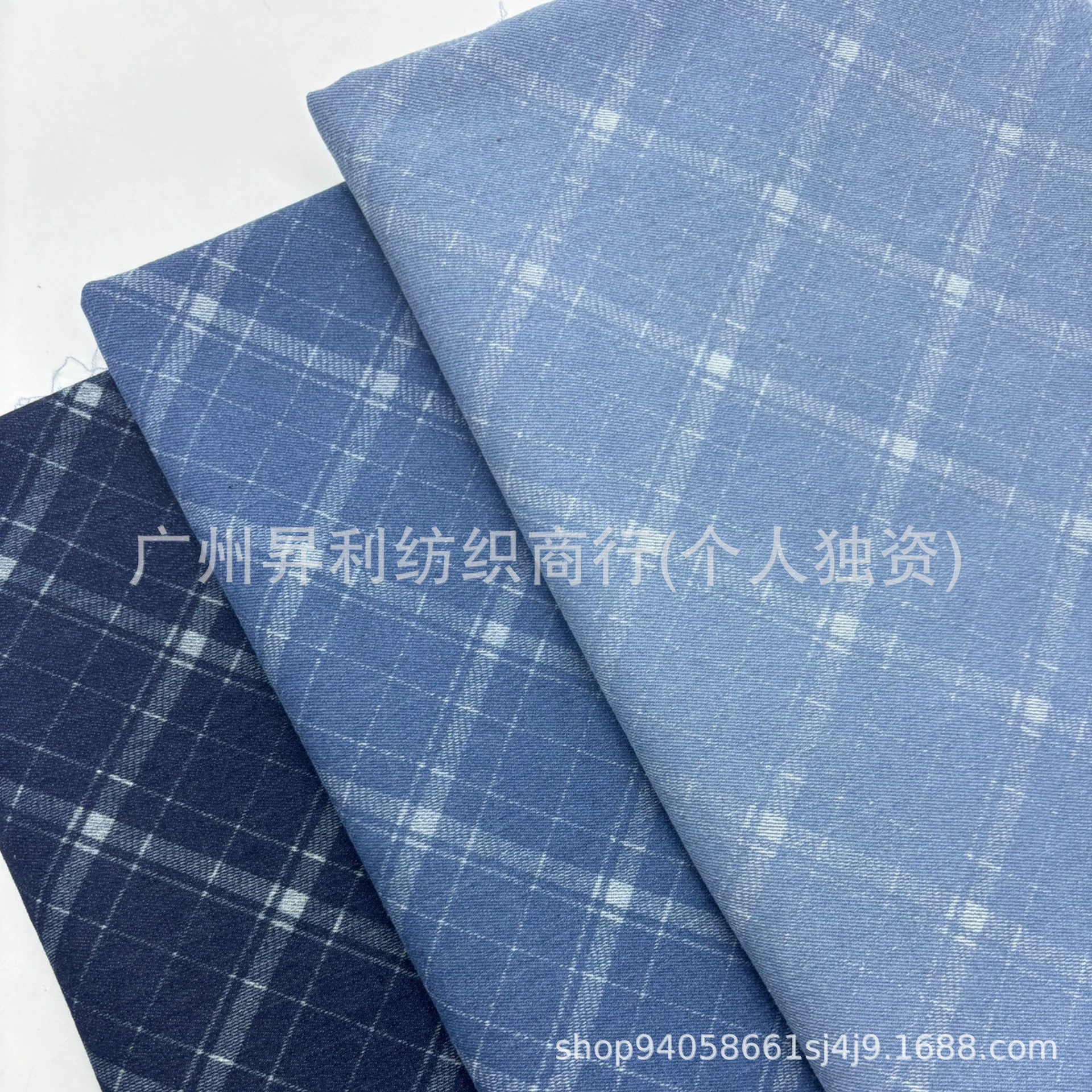Pure Cotton Plaid Printed Denim Fabric Clothing Skirt Jacket Shoe Material Bag Handmade DIY Fabric