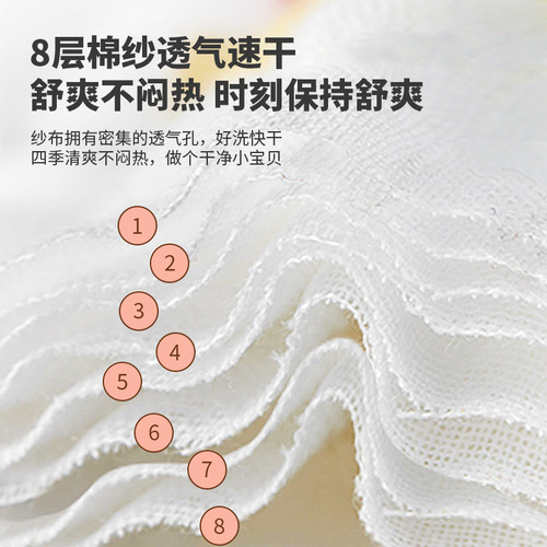 8-layer gauze spit cloth baby eating bib 100% cotton summer breathable anti-stain spit-up rotatable baby bib