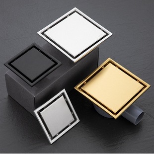 Cross-Border 304 Stainless Steel Invisible Floor Drain Xizang Deodorant Black Bathroom Toilet Golden Inlaid Ceramic Tile Drain Outlet