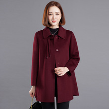 双面尼100羊毛大衣女妈妈洋气高级感宽松全羊毛毛呢品质保暖外套