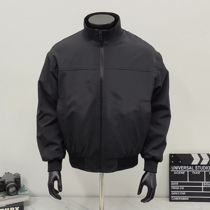 Retro Baseball Jacket With Stand-up Collar And Inner Pockets_voghion.com