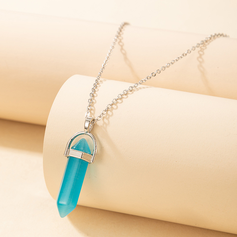 European and American new necklace multicolor bullet necklace personality single layer hexagonal col