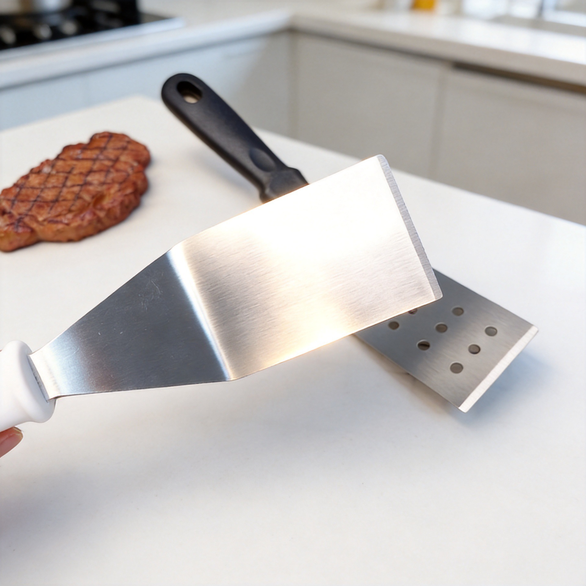Espátula de Barbacoa de Acero Inoxidable con Mango PP para Cocina y Exterior