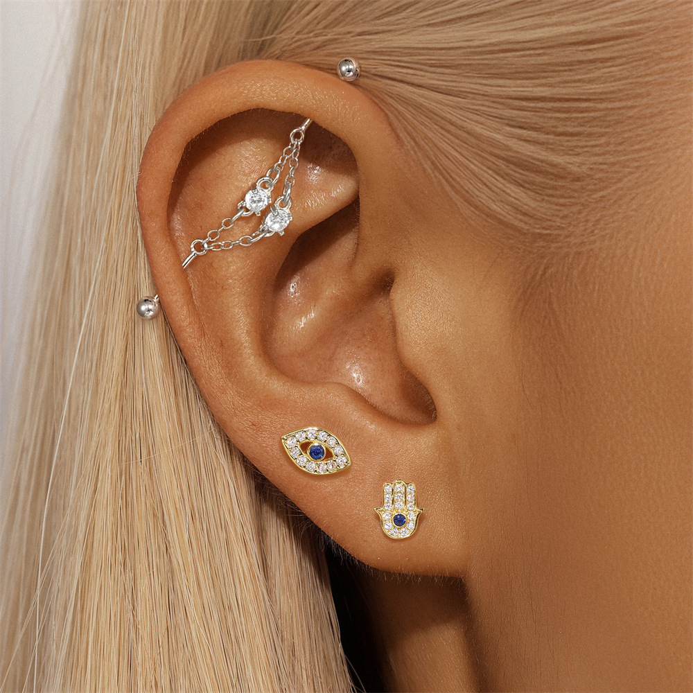 3g Weight Zircon Inlay Material Ear Studs Classification Ear Cartilage Rings & Studs Piercing Type 1 Piece Quantity Daily, Festival Occasion 925 Sterling Silver Material Geometric Pattern Unisex Gender Inlay Design Simple Style Style 1 Piece 925 Sterling Silver Zircon Geometric Ear Studs 8