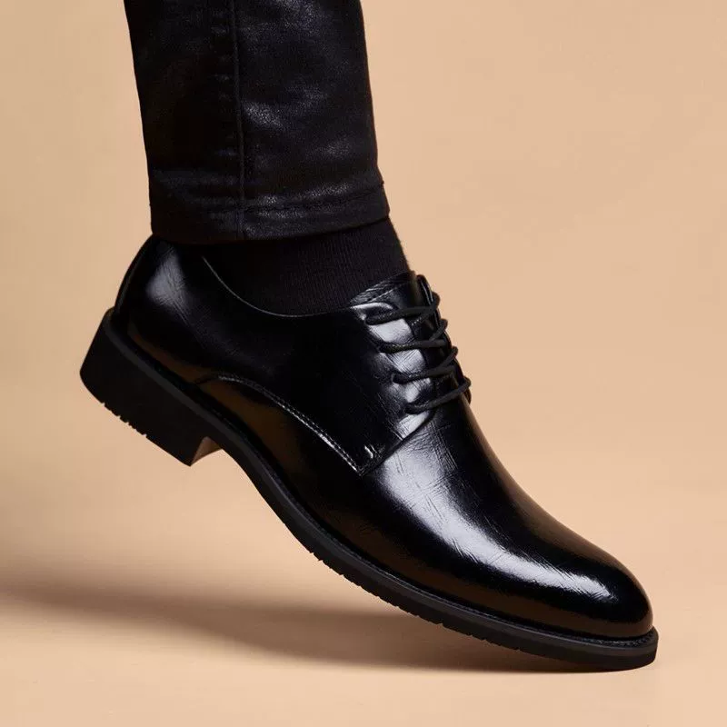 Shoes for leather shoes, classic suit jacket, high footwear for leisure English style pointy toe, genuine leather, Korean style, soft sole