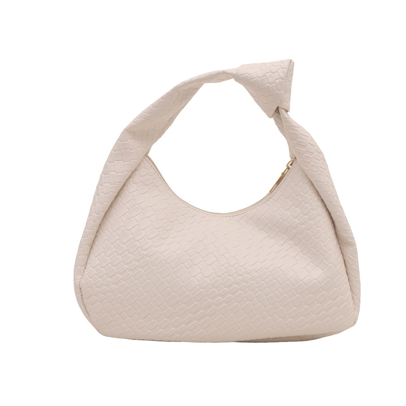 Casual retro de gran capacidad bolso de hombro de color sólido 2025 nuevo estilo de moda extranjera literatura y arte tejido brazaleta