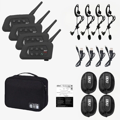 Set 3-4 Set, Motorcycle Helmet Headset - ejeas-v4cplus-typec-neutral-earhookejeas-arm-bagbag-4-sets
