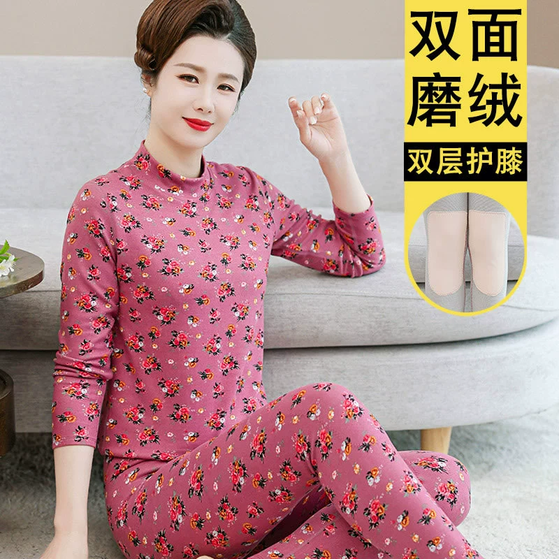 Thermal underwear for mother, trousers, velvet set, keep warm sweater for elderly, increased thickness, for middle age