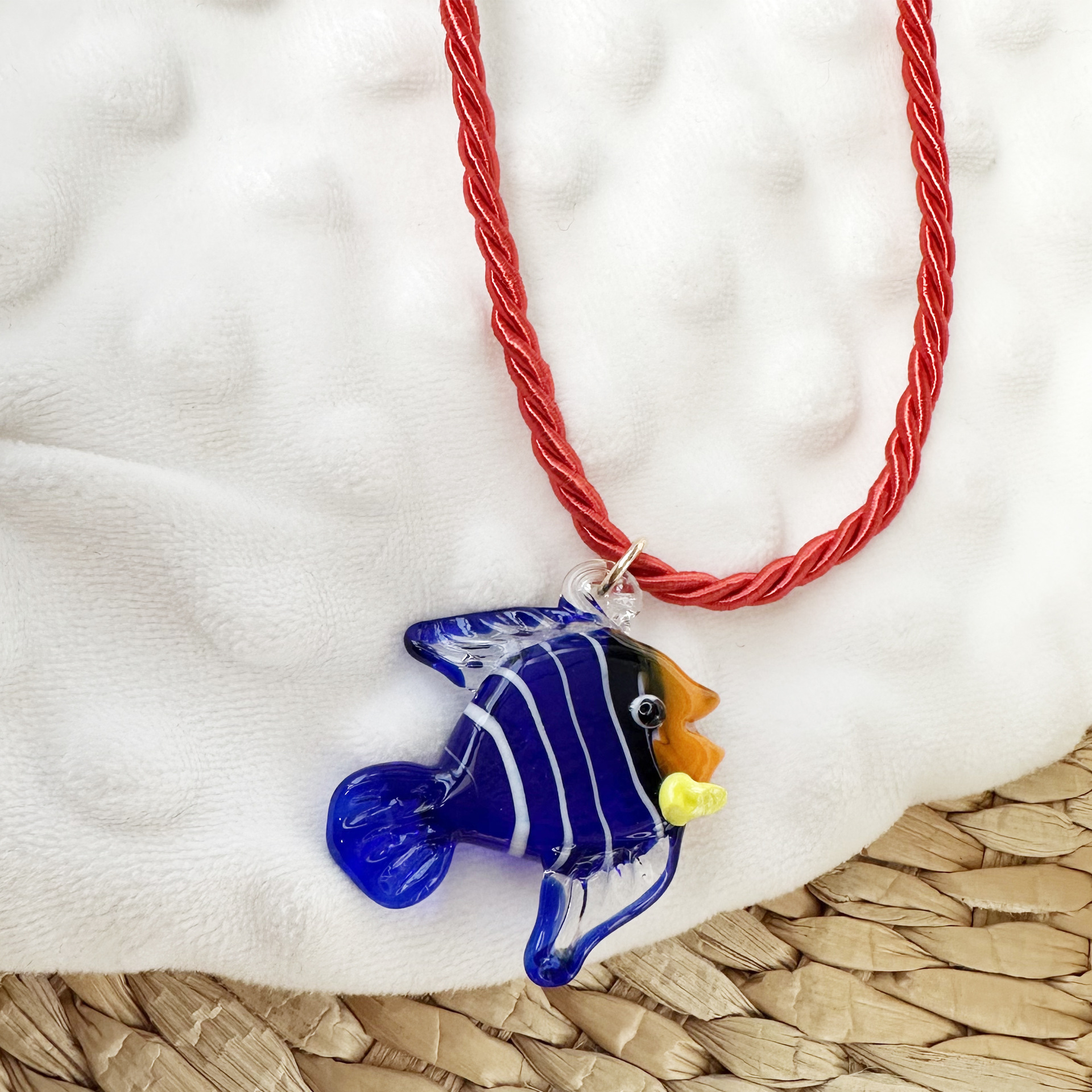 Fish Cute Marine Style Glass Rope Pendant Necklace Wholesale display picture 5