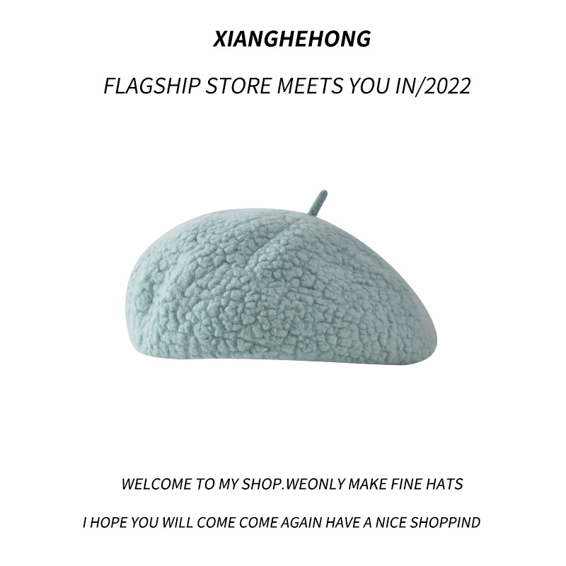 Unisex Wool beret Ladies winter Beanie pellet beret Painter cap Mushroom cap_voghion.com
