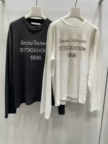 Cross border American style vintage logo letter 1996 printed hanging dye long sleeved men's and women's trendy brand ing