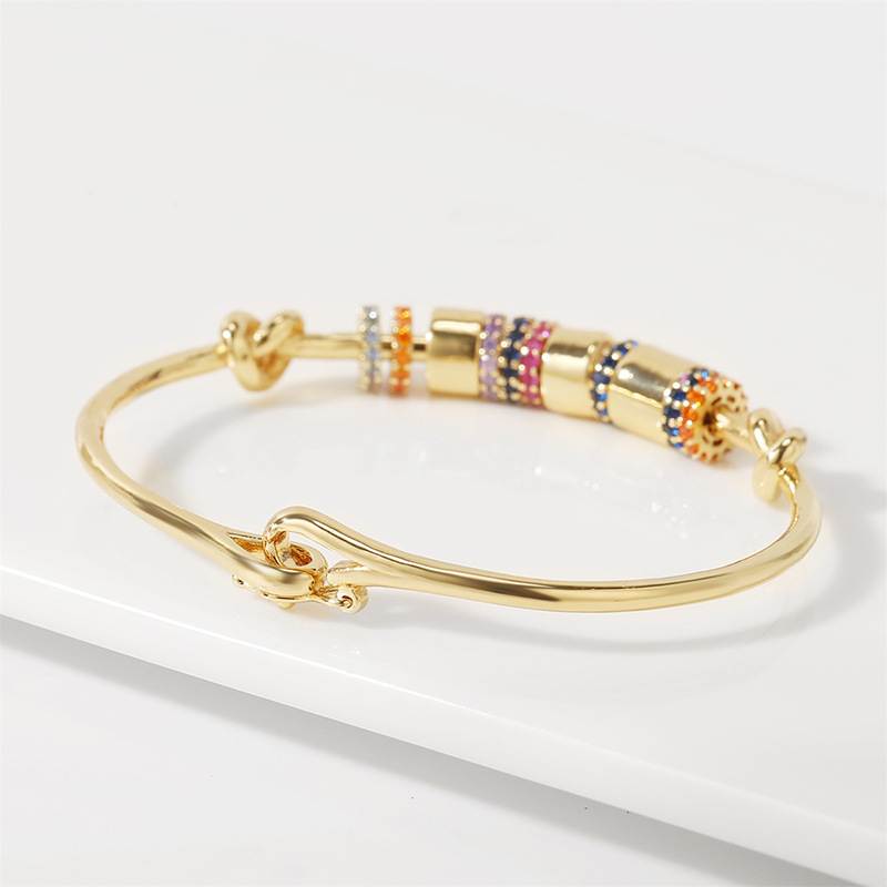 Korean copper inlaid zirconium open gold plating bracelet wholesale Nihaojewelry