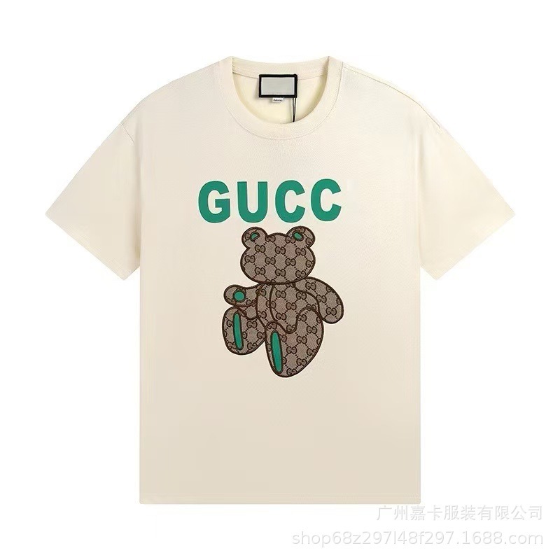 クロスボーダーハイエンドGファミリーTシャツラウンドネックフロントロゴ柄シリーズカジュアル男女同型半袖Tシャツ|undefined