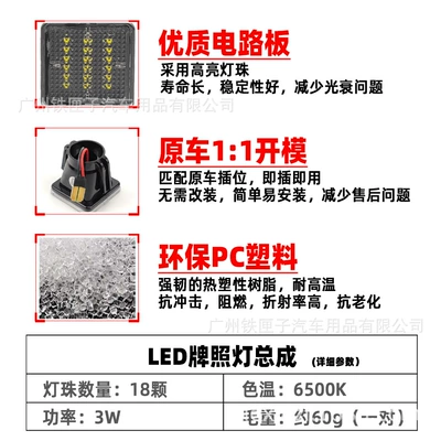 Suitable for Toyota License plate lamp