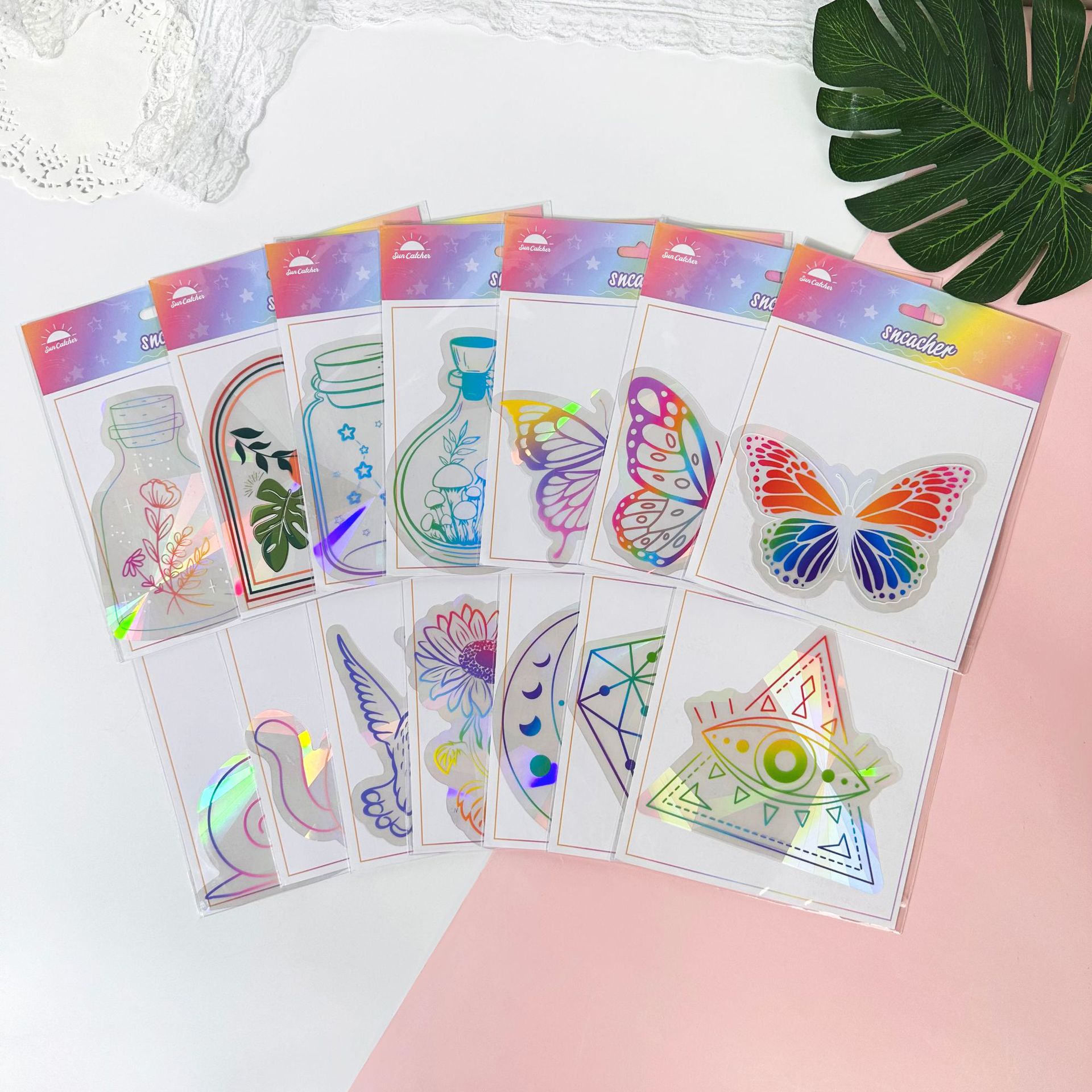 New Sunshine Catcher Colorful Anti Collision Glass Home Decoration with Adhesive Prism Laser Window Sticker_voghion.com