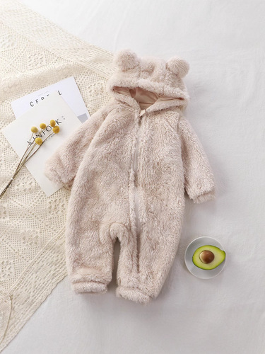 Fudong Cang ships in stock—winter warm rompers for newborns, baby onesies, plush outerwear coveralls for babies.