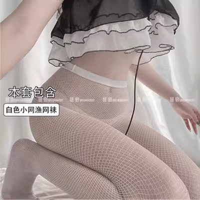 Sr 膝上黒ストッキングセクシーな黒ストッキング夏薄い膝上レース網タイツ黒ミドル丈ハーフセクシー|undefined