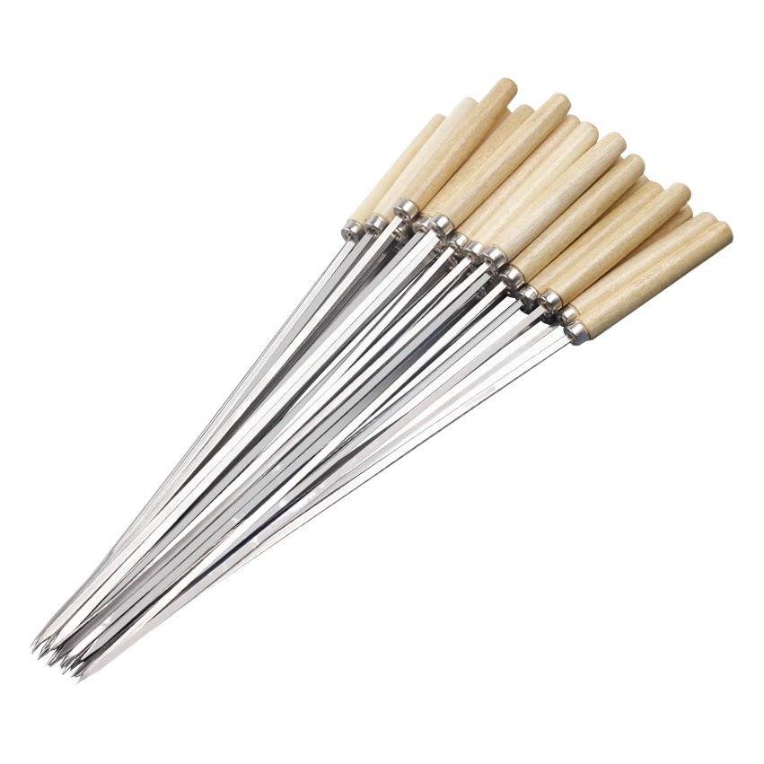 Нержавеющая Сталь палка для барбекю деревянная ручка палка круглая палка плоская палка магазин барбекю бараньи шампуры игла для барбекю стальная игла палка для барбекю оптом