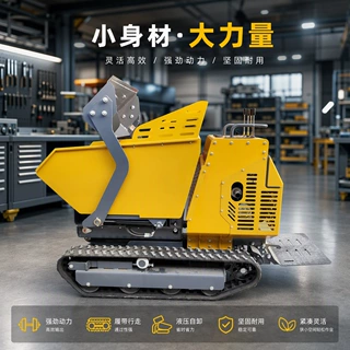 履带小型翻斗车手扶爬山虎山地果园拉料液压自卸车履带搬运翻斗车