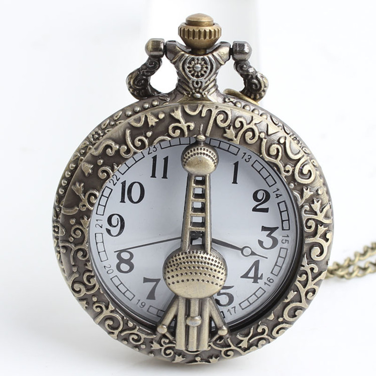 Play area quartz pocket watch large ancient nostalgic floating Shanghai Oriental Pearl gift watch factory wholesale